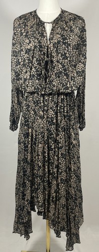 Isabel Marant Étoile Laureli Black Floral Print Viscose Midi Dress Size 40 EUC
