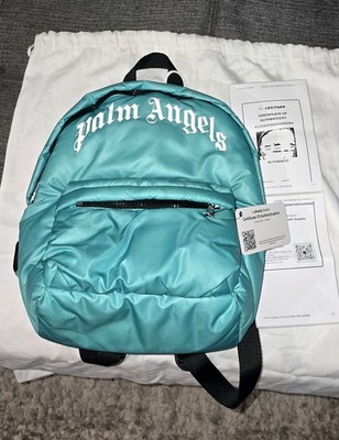 Palm Angels Turquoise Padded Nylon Backpack, small with COA