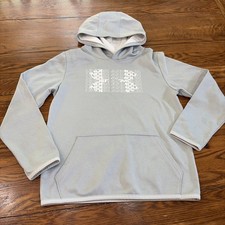 Under Armour ColdGear Youth Large Hoodie Gray Pullover Sweatshirt Loose Fit EUC