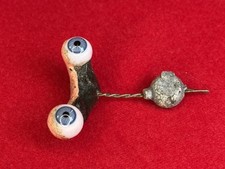 Vintage Blue Glass Doll Eyes on Rocker 1 mm Replacement Eyes
