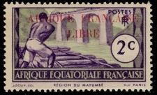 FRENCH EQUATORIAL AFRICA 81 - Loeme River Logging "1940 France Libre" (pc45270)