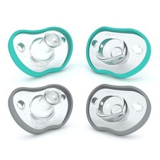 Nanobebe Baby Pacifiers 0-3 Month - 4 Count Pack of 1 , Teal/Grey