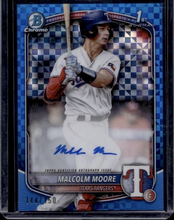2025 Bowman #CPA-MMO Malcolm Moore Chrome Prospect Auto Blue X-Fractor /150
