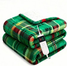 Electric Blanket Heated Throw, Soft Flannel 50"x60" Throw 50" x 60" , Green