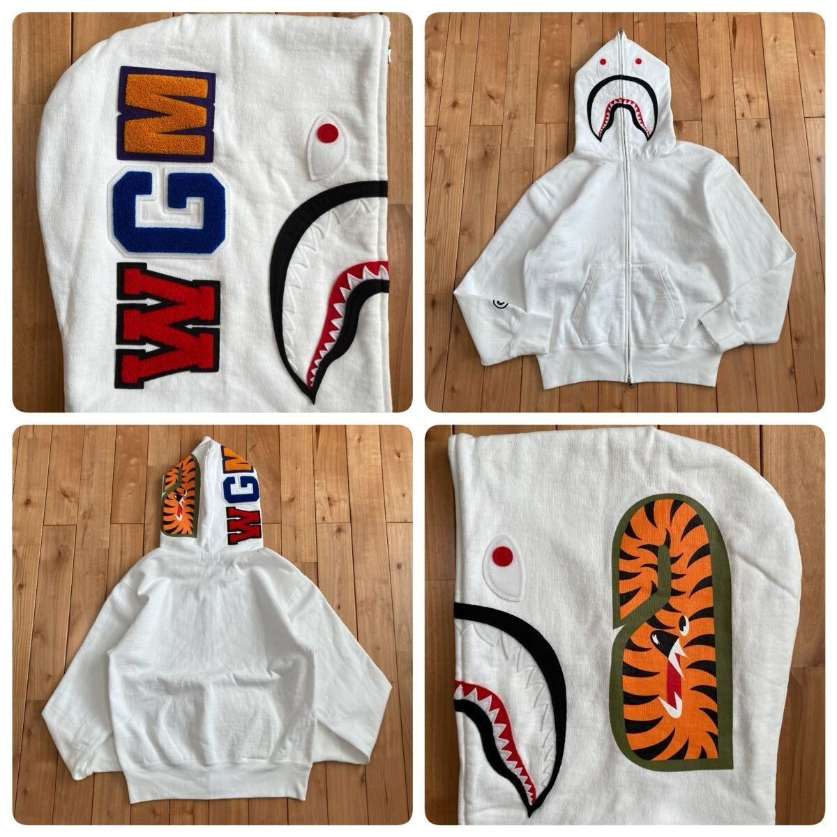 BAPE WGM Shark Full Zip Hoodie Women's White A Bathing Ape Size S