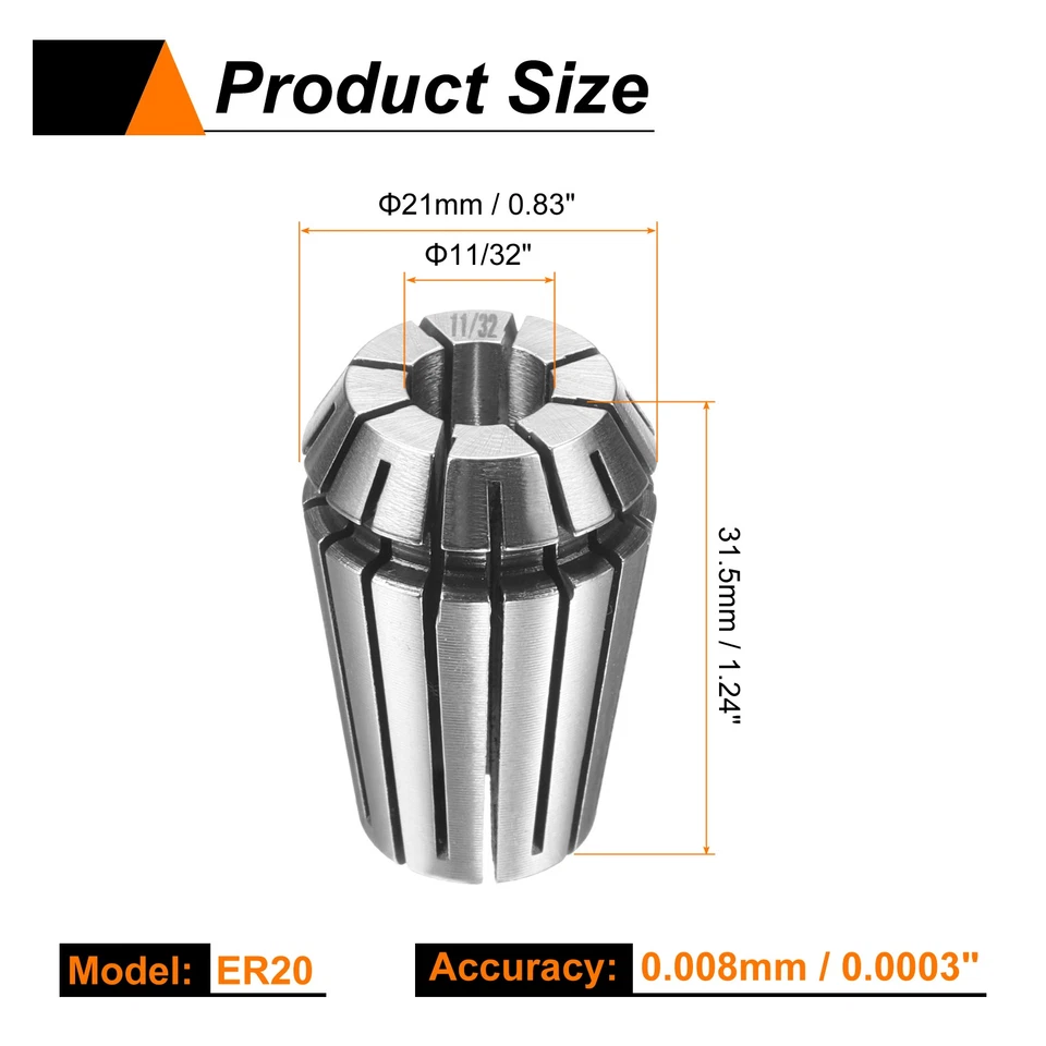 ER20 11/32" Spring Collet 65Mn Spring Steel for CNC Engraving Milling Lathe Tool - Image 2 of 4