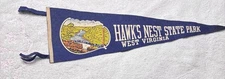 VINTAGE 25” HAWKS NEST STATE PARK  W V BLUE FELT PENNANT INCREDIBLE CONDITION