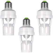 3 Pieces Motion Sensor Light Socket Smart Screw in Light Bulb Outlet Compatib...