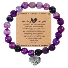 Healing Bracelets for Women Get Well Soon Gifts for Her Natural Stone Amethyst B