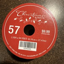 Christmas Swirl Ribbon 2.5" X 90  Nylon , Red W/ Glitter New Valentine  s Day