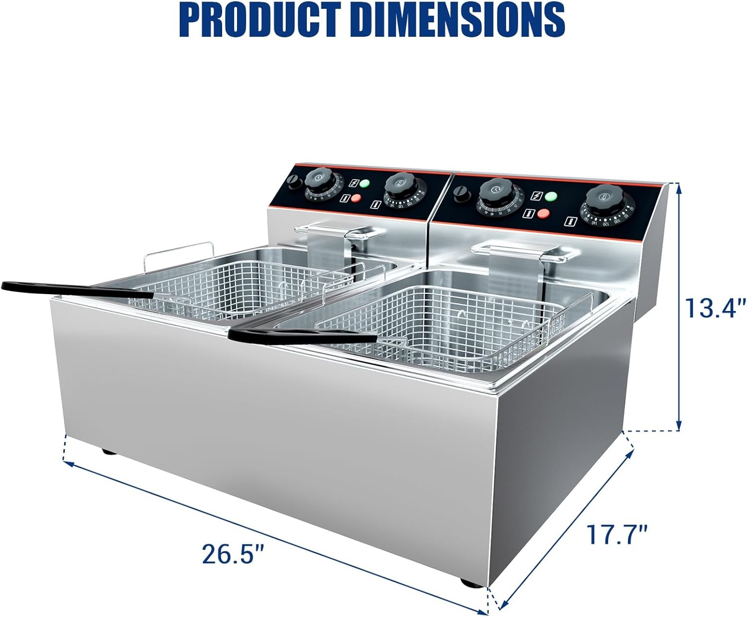 Stainless Steel Electric Oil Fryer With Double Basket 23qt