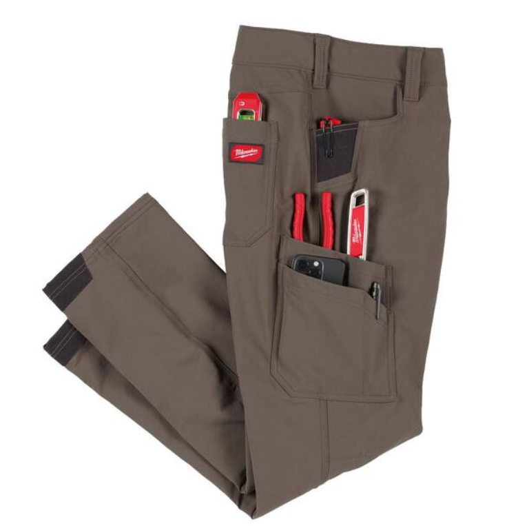 Milwaukee Men's 36in. x 34in. Brown FREEFLEX Tech Work Pants w/ 7