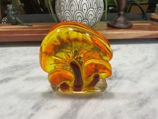 Vintage Lucite Mushroom Napkin Letter Holder Yellow Orange Vintage USA