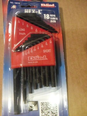 Eklind 18 Piece Hex Key Set 10018 Made In USA