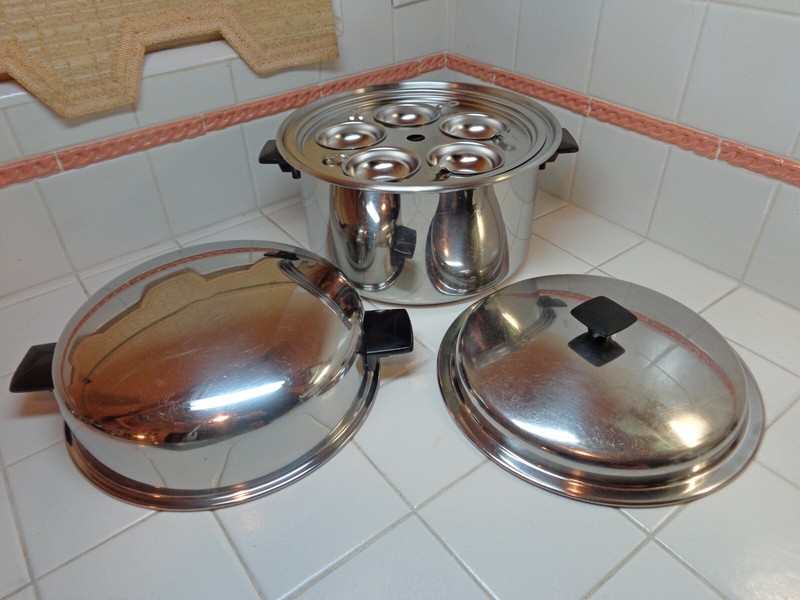 Cory Flavor Seal 6 Qt Stock Pot 3-Ply 18-8 Stainless Steel 2 Lids + Egg Poacher