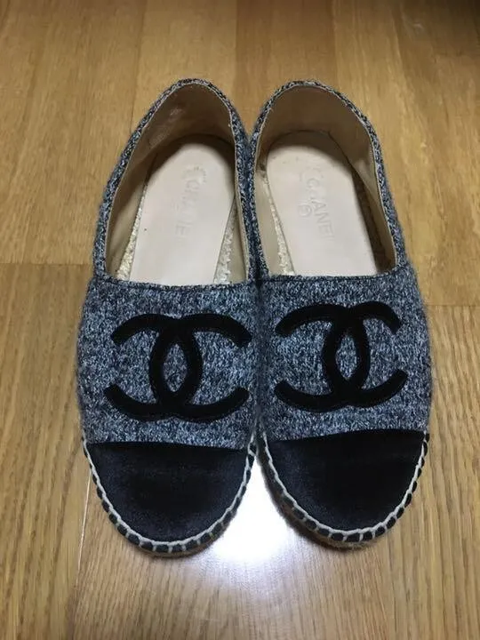 CHANEL espadrille slip-on ballet shoes size 38 equivalent to US7.5