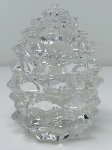 Tiffany & Co Vintage Crystal 2-pc Candle Trinket Holder Clear Glass Pinecone