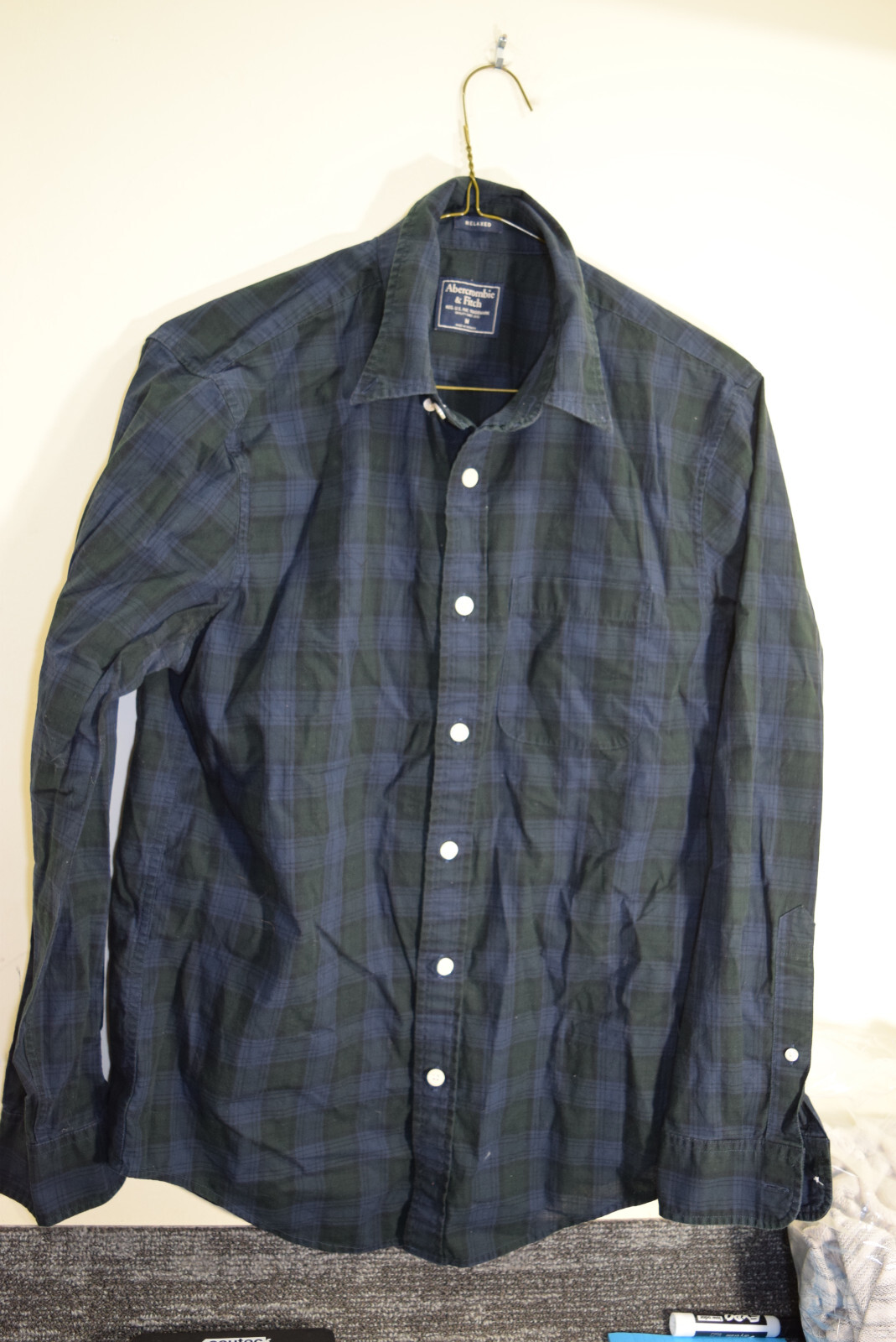 XL Men M Plaid Relaxed Abercrombie Fitch Shirt Tartan Black Watch MENS - vintagewatches.pk