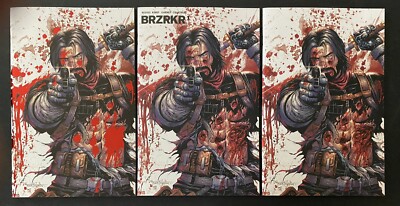 Brzrkr #1 Trade Virgin Foil Battle Damage Tyler Kirkham Variant Comic Set  NM