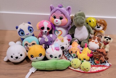Lot Of Small Soft Plush Stuffed Animals Dogs Cats Ty Squeezamals Assorted Brands