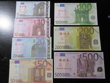FANTASY NOTES, CHINA BANK, EUROPE 5,10,20,50,100.200 and 500 EUROS SET,7 PCS