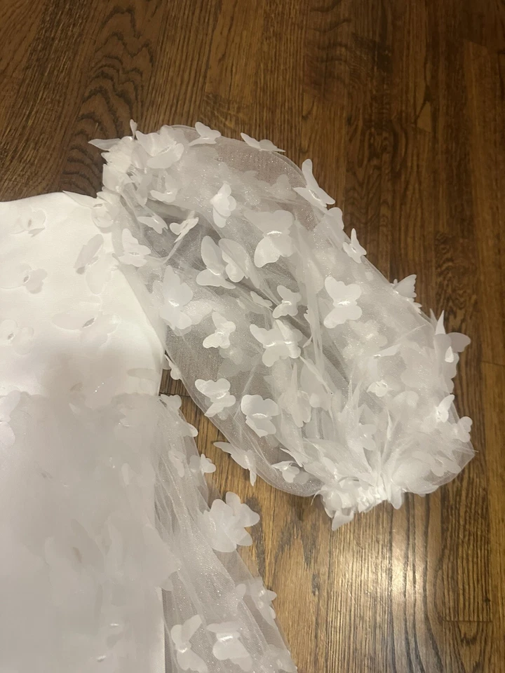 Flower Girl Dress-Tulleen White  mariposa butterfly tulle dress Size 5/6 - Image 4 of 4