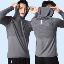 UPF 50+ Mens Long Sleeve Sun Skin Protection T-Shirt Outdoor Fishing Hoodies   ɞ