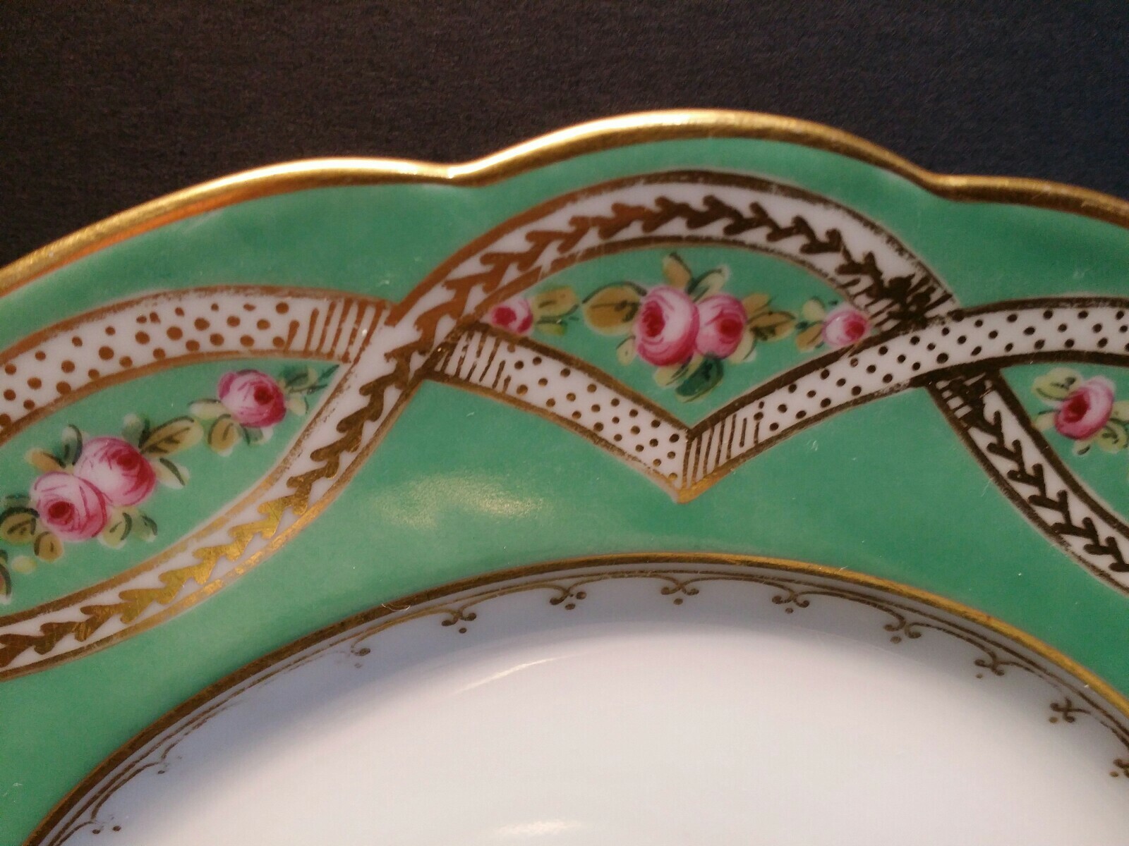 Set of 4 Antique H&C Limoges Plates 93/8" Scalloped Hand Painted
