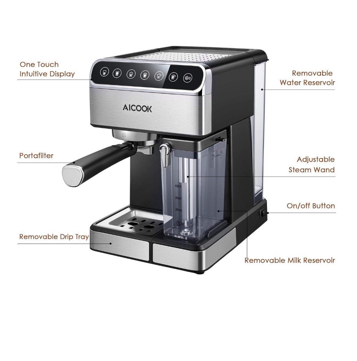 AICOOK ESPRESSO AND AUTO-CAPPUCCINO COFFE MAKER