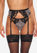 Ann Summers Rapturous Suspender Belt Size S 8-10 Animal Print/Multi