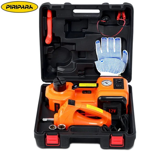 Electric Hydraulic Car Floor Jack 5 Ton 12V + Impact Wrench &Tire Inflator Pump