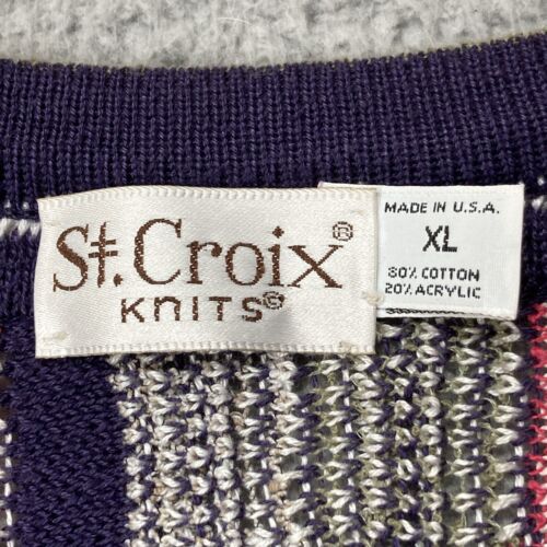 Vintage St. Criox Knits 90s Style Multicolor Vertical Stripe XL Sweater USA Made - Picture 3 of 13