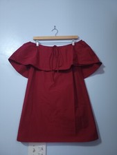 Alice + Olivia Women's Red Off The Shoulder Halter Neck Dress Size Small