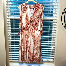 PREOWN Apt. 9 Pink Reptile Print Faux Wrap Stretch Sleeveless XL Dress