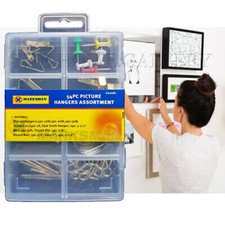 54 Picture Hanger Assortment Kit Mirror Hook Set Wall Mounted Photo Poster Wire 