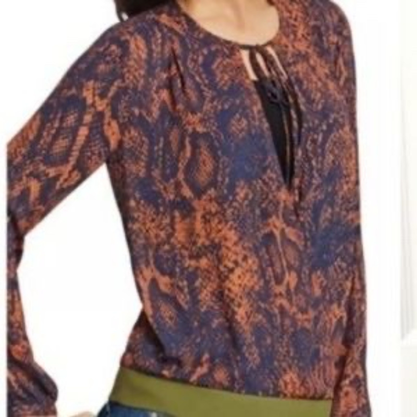 CAbi Navy Red Python Snakeskin Blouse #101 Medium… - image 10