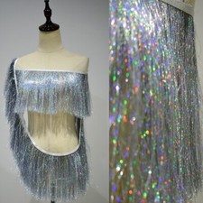 Quasten Fransen Rand 19cm Tanz Kostüm Kleid Saum DIY Nähen Basteln Glänzend 90cm
