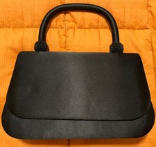 Vintage After Five Black Evening Bag Purse w/ Satin Lining Beaded Accents