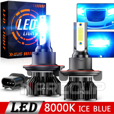 Nartoup H13/9008 LED Headlight Bulbs Kit High Low Beam 8000K Super Ice Blue