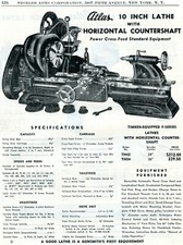 1950 Print Ad of Atlas Ten-Inch Lathe w Horizontal Countershaft