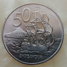 New Zealand 1971 50 cents Endeavour uncirculated combined postage