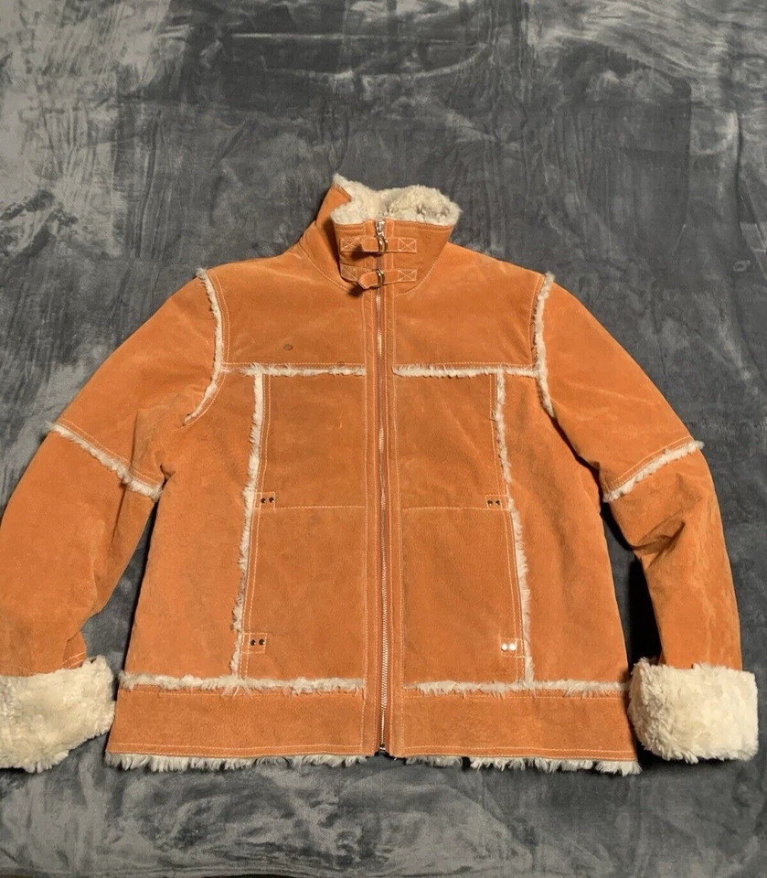 Chaqueta De Colección Wilsons Máxima Mujer XL Naranja Cremallera Frontal Imitación Piel Penny Lane Defecto Foto 3 de 4