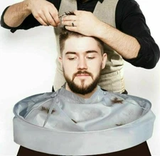 Hair Cut Catching Umbrella Cape for Professional Salon Barber or Home Use Silver