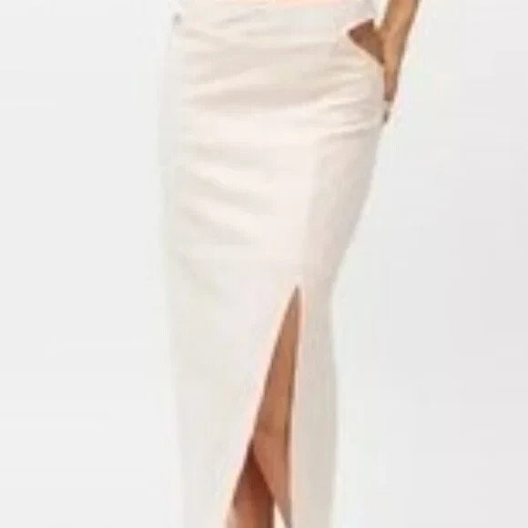Urban Outfitters NWT V Strap Knit Delia Pink/Rose Bodycon Midi Skirt Size Large
