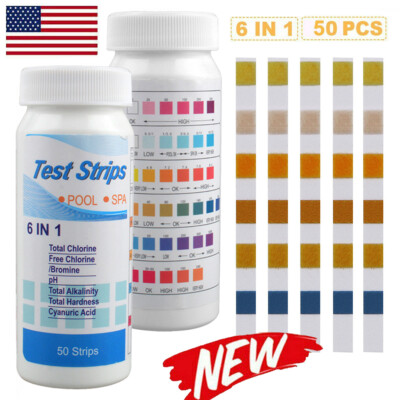 50/100 PCS Chlorine Dip Test Strips Hot Tub SPA Swimming Pool PH Tester Paper