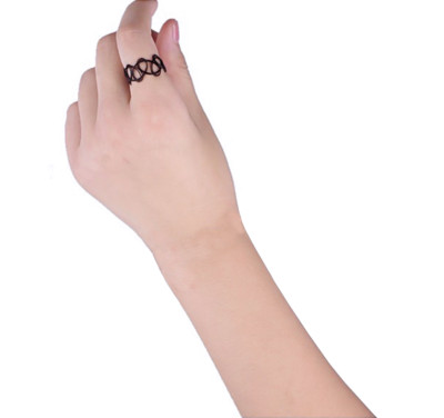 UK Tattoo Stretch Ring Neu Schwarz Retro Henna Vintage Elastisch Boho 90er für Frauen