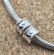 2 X Authentic Silver Heart Engraved Love Spacer European Charm Bead Lot  