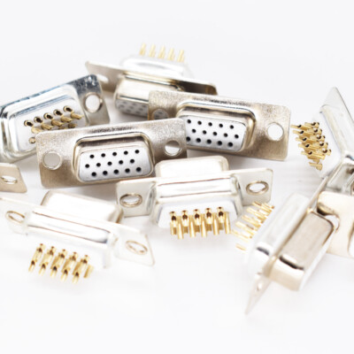 50pcs Gold Pin 15pin 3 Row D-Sub Female Socket Solder Chassis Connector RS232