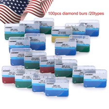 100pcs Dental Diamond Burs for High Speed Handpiece Medium FG 1.6mm