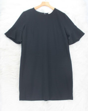 LOFT Women's Black Shift Short Textured Half Bell Sleeve Dress Sz 12 #1441